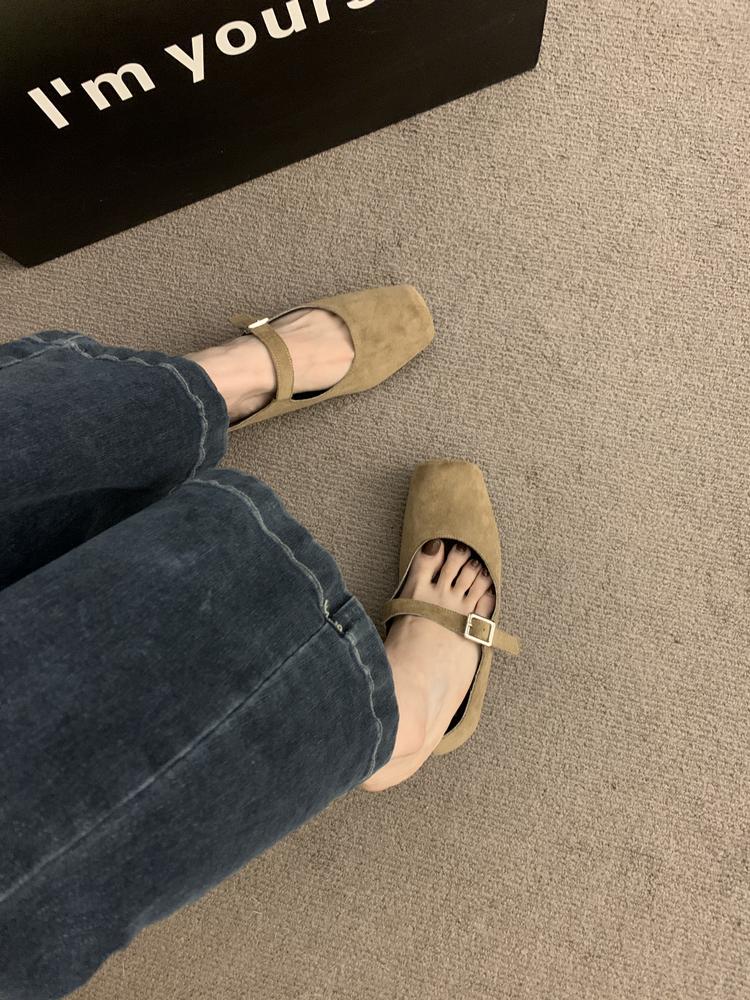 Fashion Flat Shoes for Women Retro Square Toe Shallow 2025 Spring and Autumn New Mary Jane Shoes Casual Plus Size Women's Shoes 42 43 44