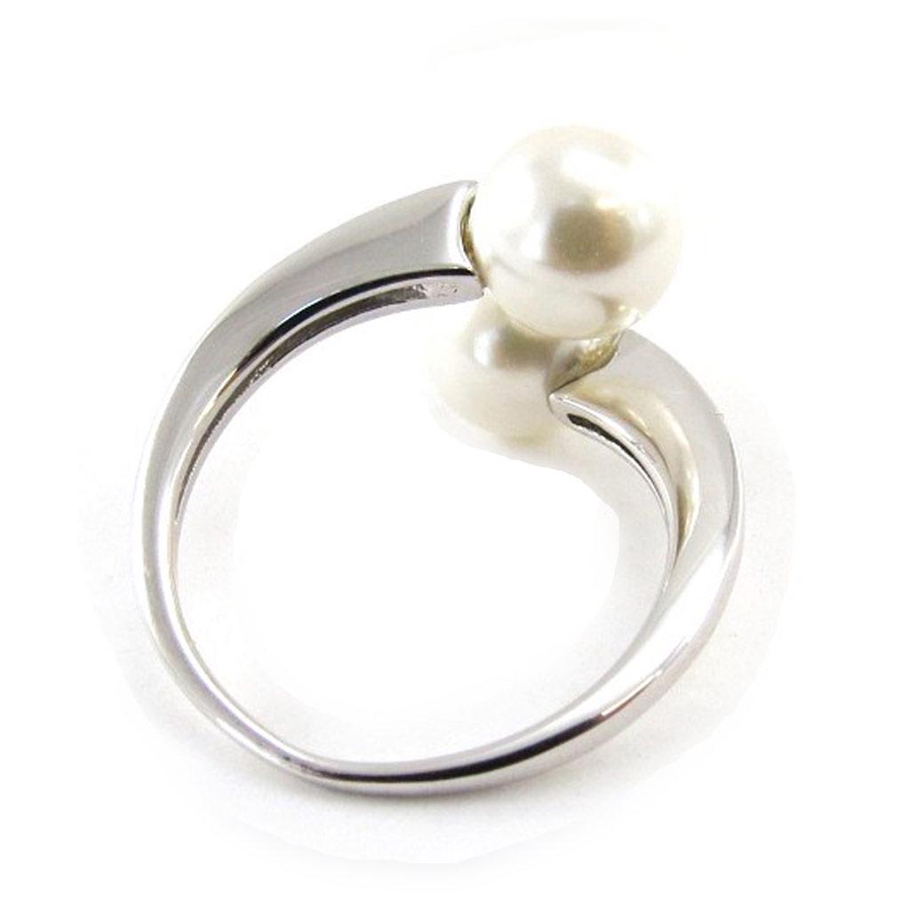 Silver Ring 'Perla' Silver Ivory White (rhodium) - 17x10 Mm