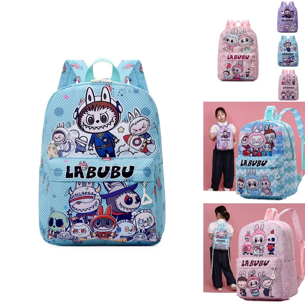 Adorable Cartoon Kids Backpack Labubu Trendy Nylon Preschool Bag For Boys Girls