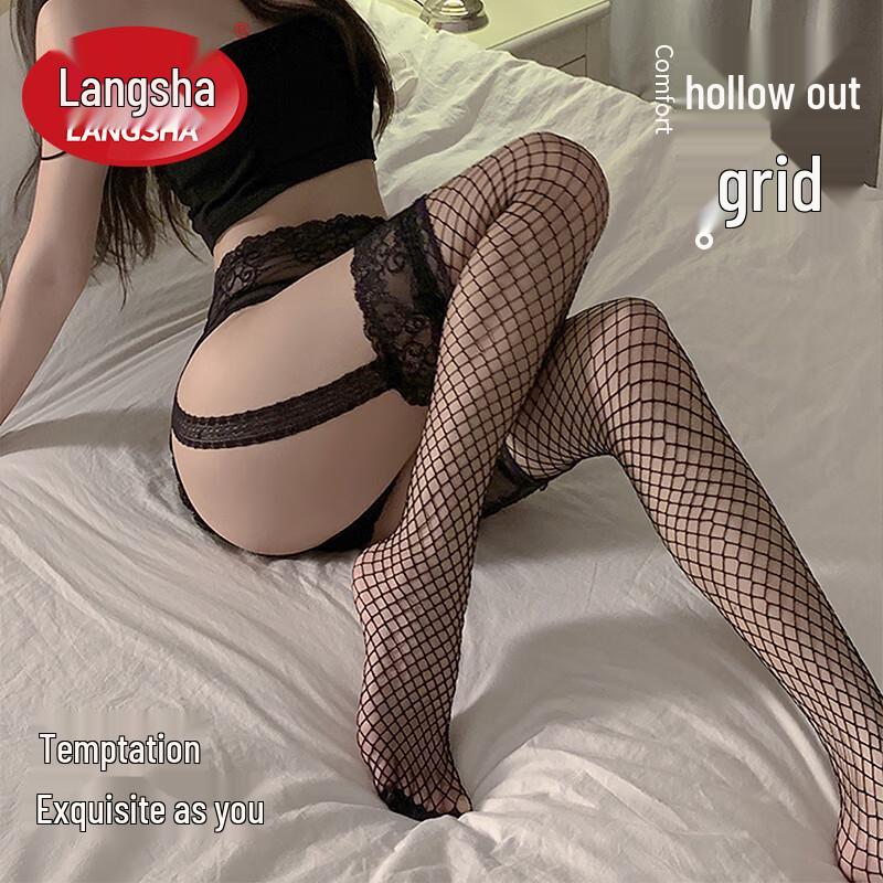 Lingsa Women's Sexy Thigh-High Lace Fishnet Suspender Stockings