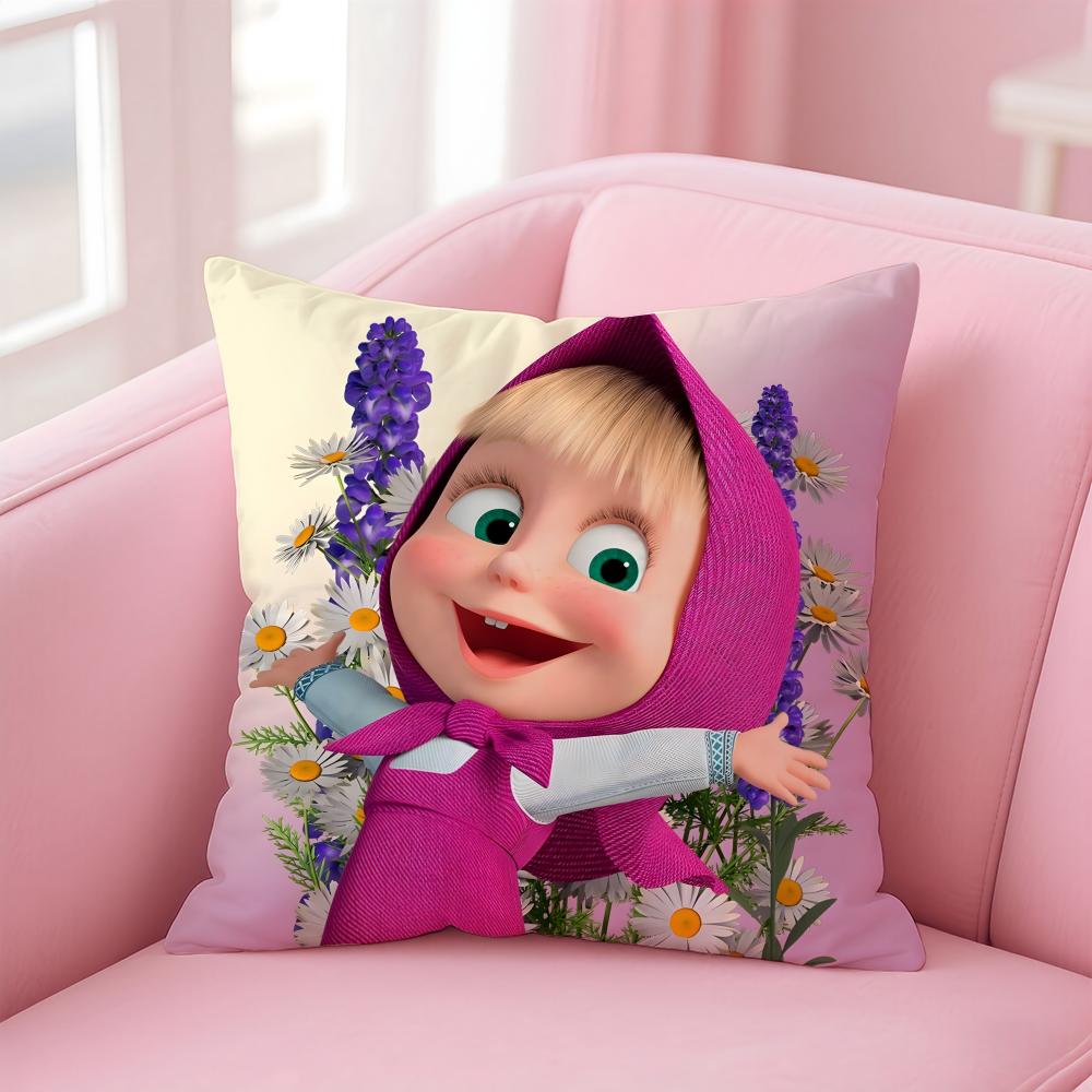 Kreskówka M-Masza i Niedźwiedź Poszewka na Poduszkę Wygodna Dwustronna Poszewka Idealna do Samochodu Sofy Sypialni i Nie Tylko