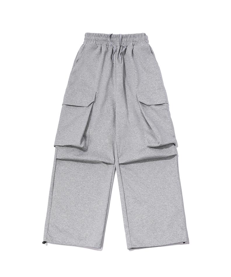 CHAMBROS Cargo Big Pocket Real Wide Sweatpants [Grey]