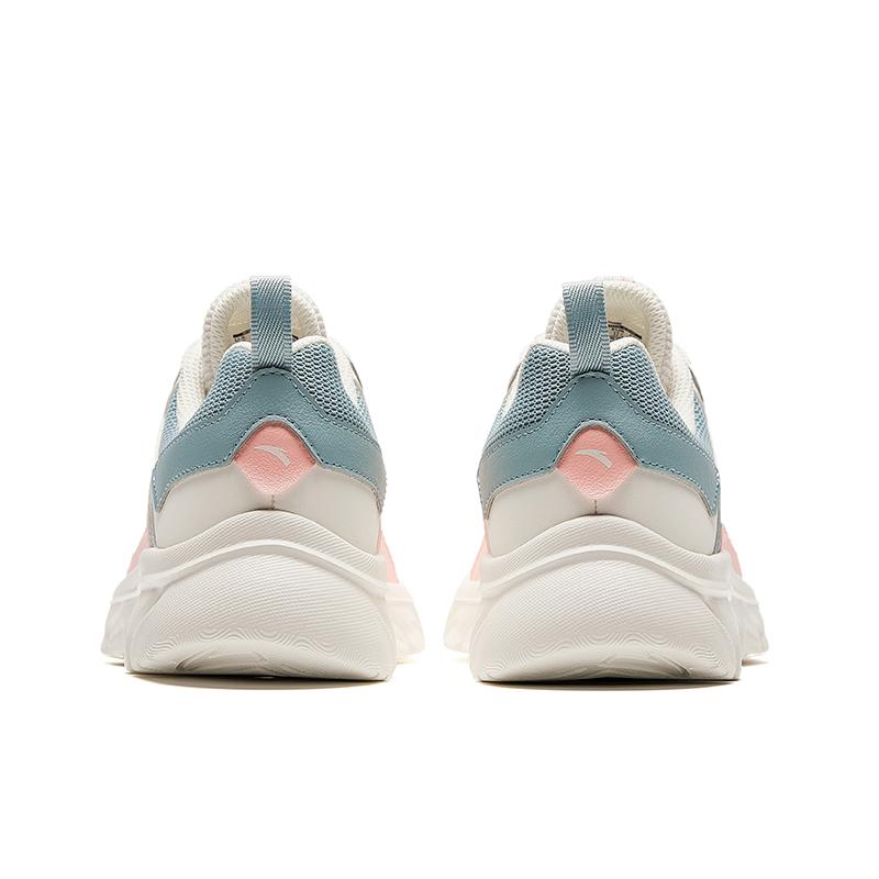 New Anta Cushioned Wear Resistant Breathable Low Top Running Shoes Women's White Pink Cyan 922355574-3