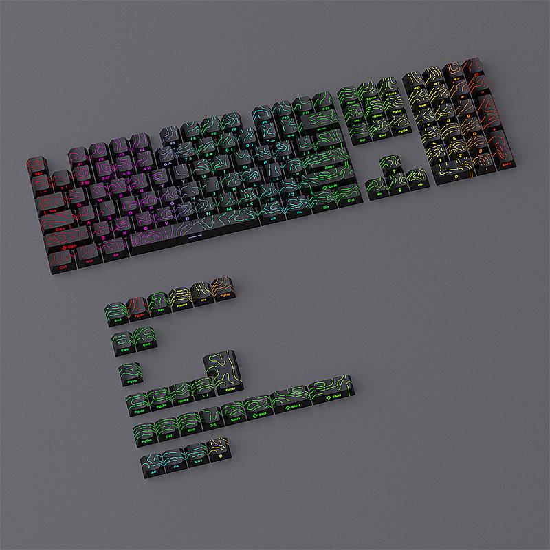Tasti Topografici Linee di Contorno Traslucide Pbt Profilo Cherry Stampa Laterale Retroilluminati Per Tastiera Meccanica Mx Gamer