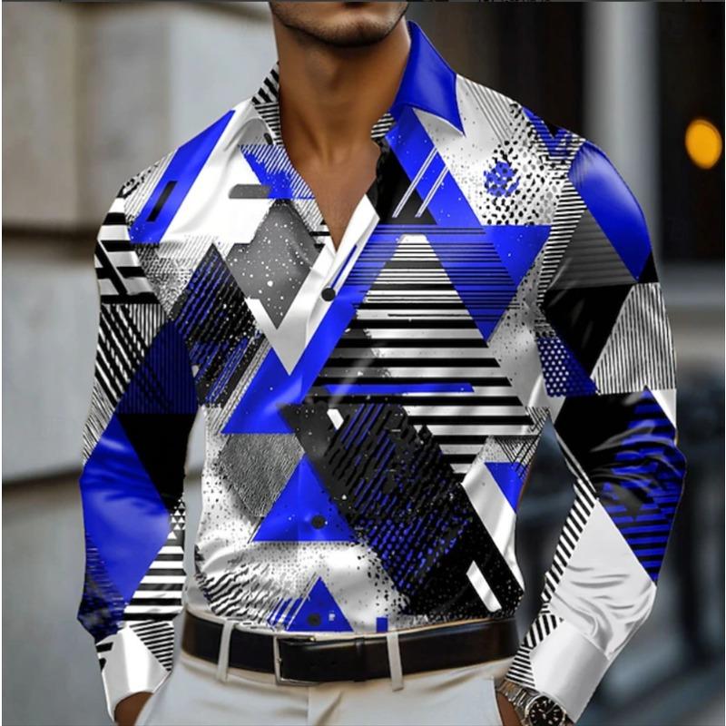 Luxury Shirt 3D Flower Printed Shirt Men's Fashion Shirt Men's Flap Collar Shirt Beach Menswear Business