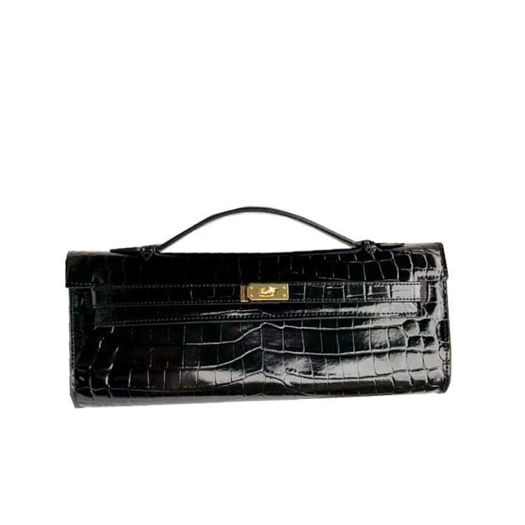 New KL Long Handbag Cowhide Women's Bag Fashion Temperament Bag Crocodile Pattern Palm Pattern Tide
