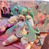 New Hatsune Miku Cat Ear Short Sleeve Pajamas Figure Anime Girl Model Statue Cartoon Desktop Decoration Collectible Figurine Toy