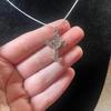 Handmade Gothic Stainless Steel Snake Cord Necklace With Mini Rhinestone Cross Pendant
