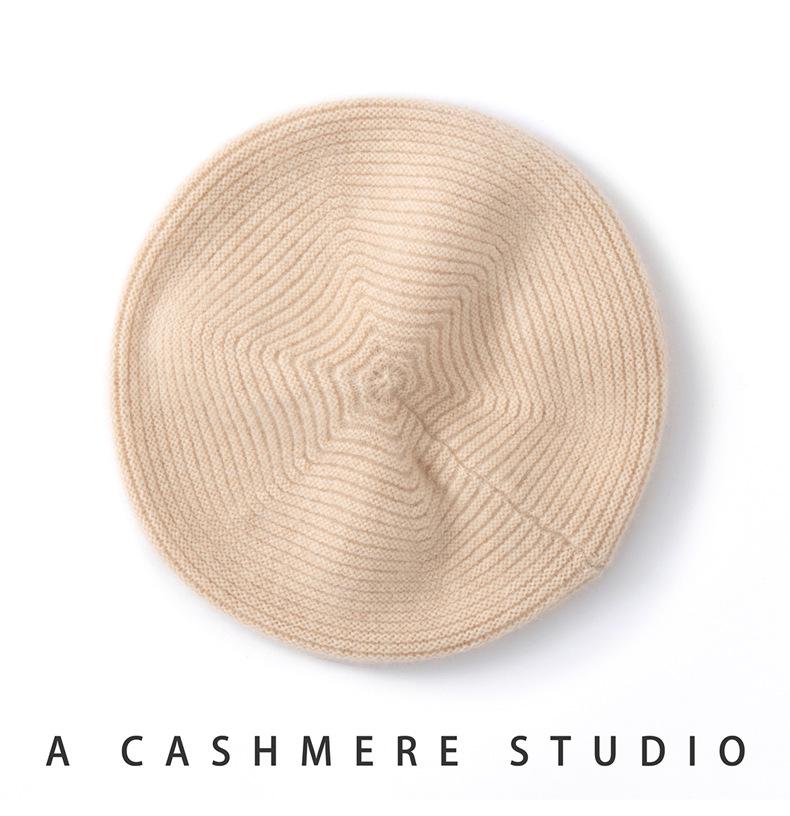 Women's Cashmere Knit Bucket Hat - Thick Autumn & Winter Wool Beret Wrap Cap