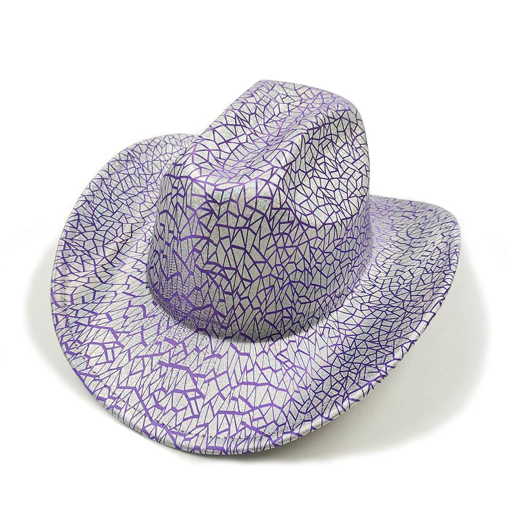Color Blocks Laser Cowboy hat Western cowboy men and women retro party stage party Cowboy hat outdoor knight hat Wholesale