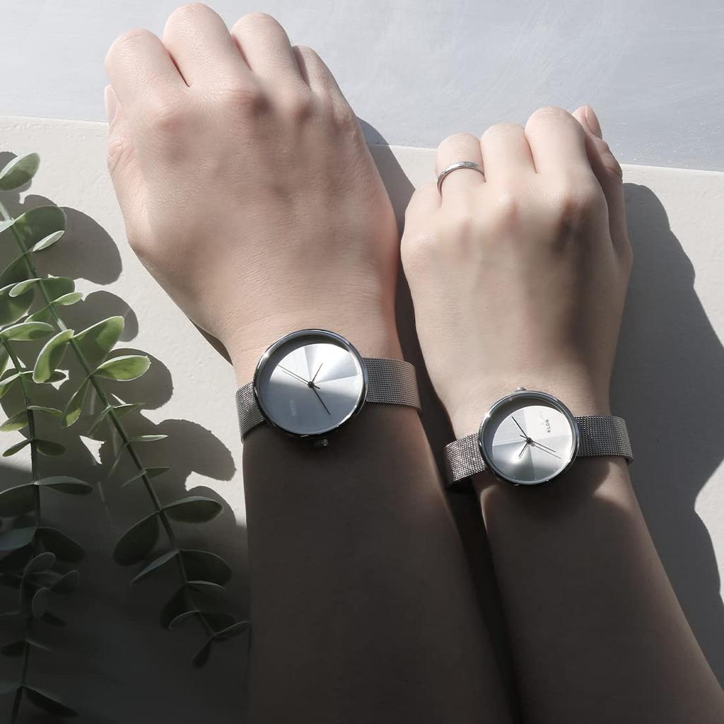 Montre Argentée Populaire Marque Élégante Unisexe KLON Quatrième Dimension 38mm Femme Femme -SILVER MESH-