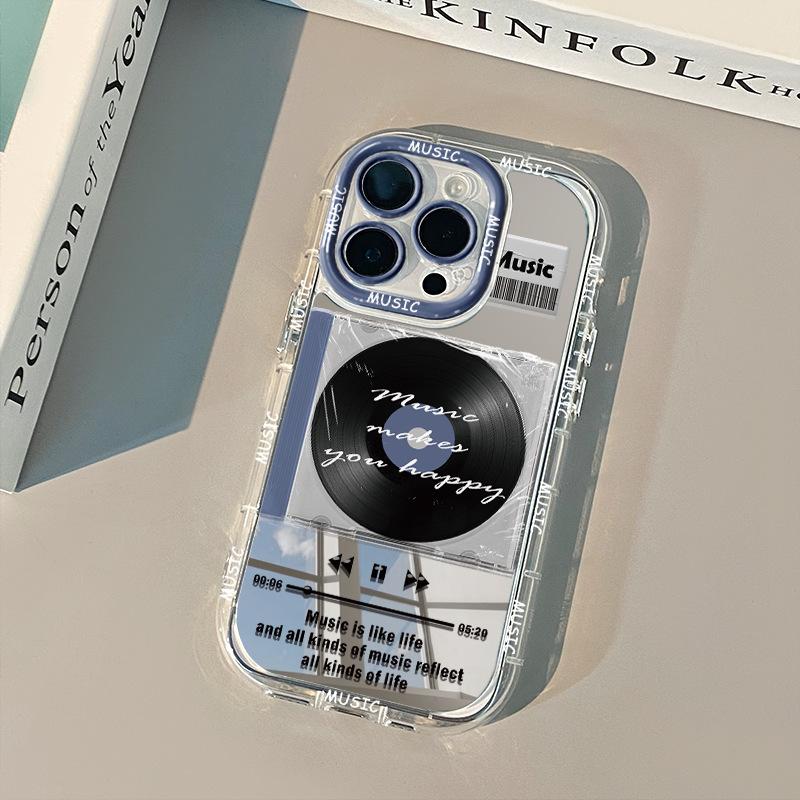 

Музыкальные пластинки для чехла для мобильного телефона IPhone17promax для Apple 15 кремовый чехол 12 нишевая креативность 11 зеркальный For iPhone 17
