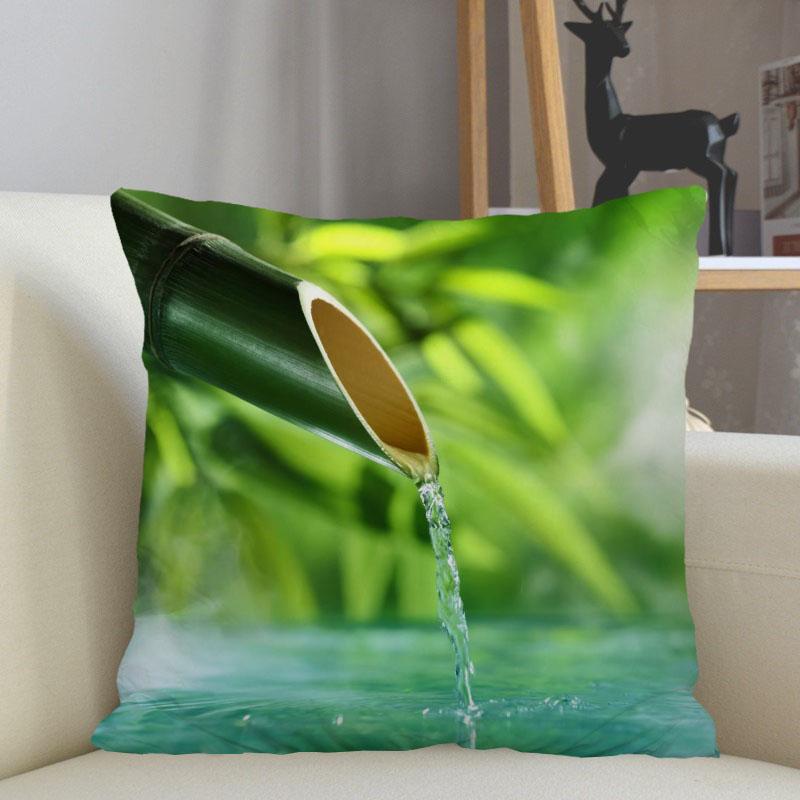Musife Green Bamboo Pillowcase Custom Square Pillow Cover Case Zipper Pillowcase 35X35,40X40,45X45Cm Drop Shipping 12.15