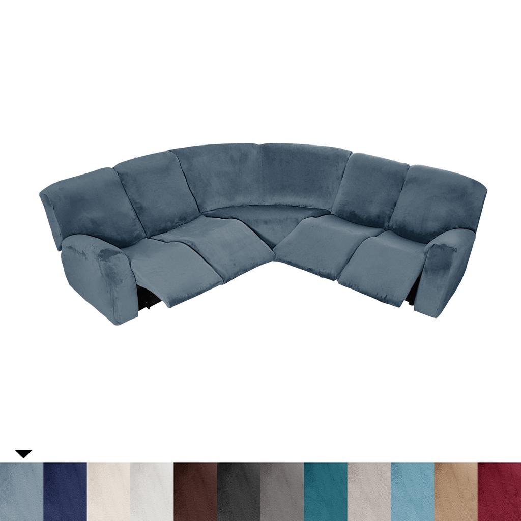 Winter 5-person L-shaped Chaise Lounge Sofa Cover Velvet Solid Color All-inclusive Sofa Cover First Class Cover All-inclusive Elastic