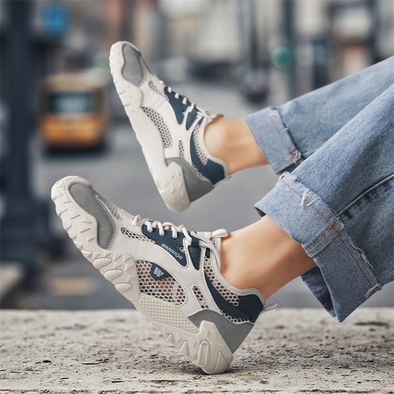 Warrior Summer Lightweight Breathable Classic Versatile Casual Sports Shoes Men sneaker Light-Gray Blue WXY-R046N01