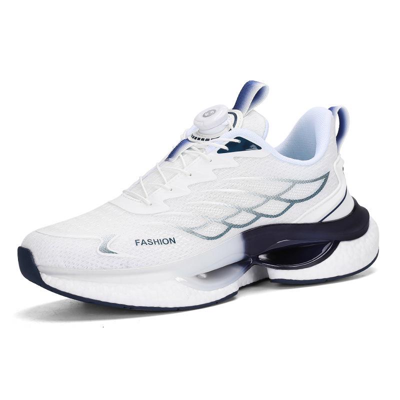 2024 Men's Summer Rotating Button Running Sneakers with Breathable Thick-Soled Popcorn Cushioning