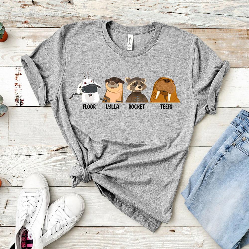 

Retro Lylla Teefs Floor Rocket Graphic Tee James Gunn Superhero Movie GOTG 3 Tee Raccoon Rocket and Friends Tshirt Casual Tops S