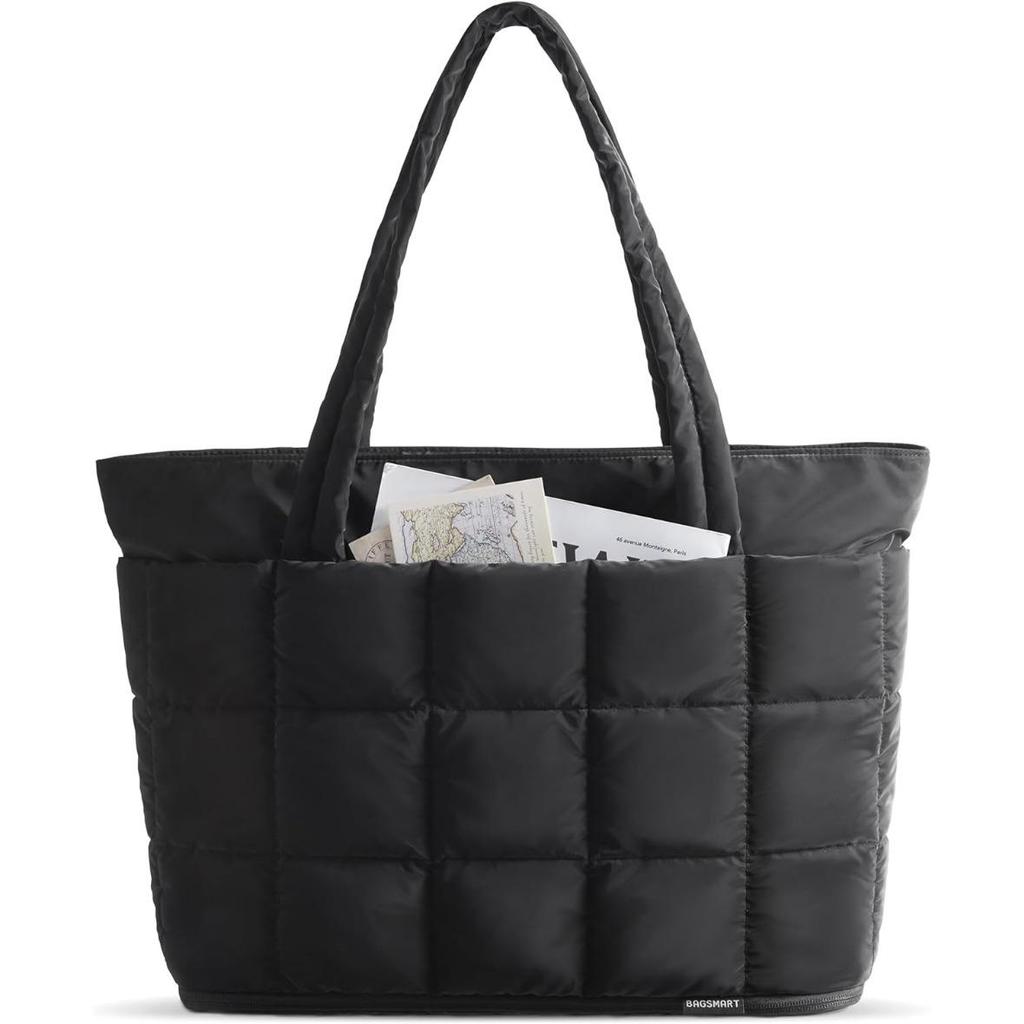 Expandable Tote Bag for Women, Puffer Work Tote Handbag, Quilted Carry On Bag for Travel Gym