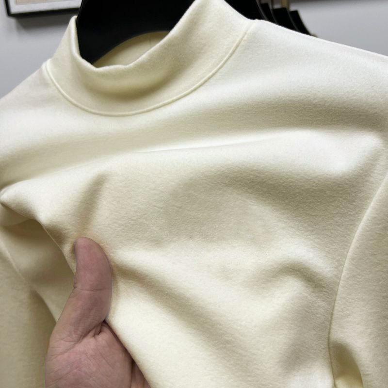 

Мужской двухсторонний флисовый базовый слой с длинным рукавом - полувысокий воротник, однотонный; Теплая рубашка на осень/зиму 4XL абрикосовый