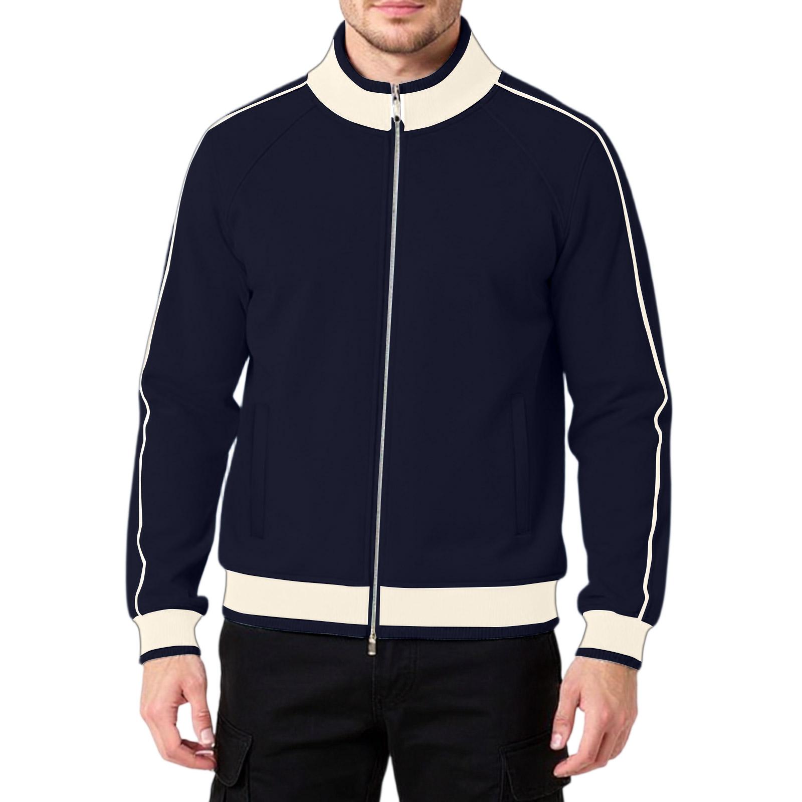 

Men s Women s Shoulder Insertion Standing Collar Zipper Cardigan Leisure Hoodie Coat XXXL Темно-синій