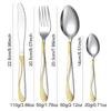 4Pcs Silver Gold Stainless Steel Tableware with Dinner Knife Dinner Fork Soup Spoon Tea Spoon Delicate Household Tableware