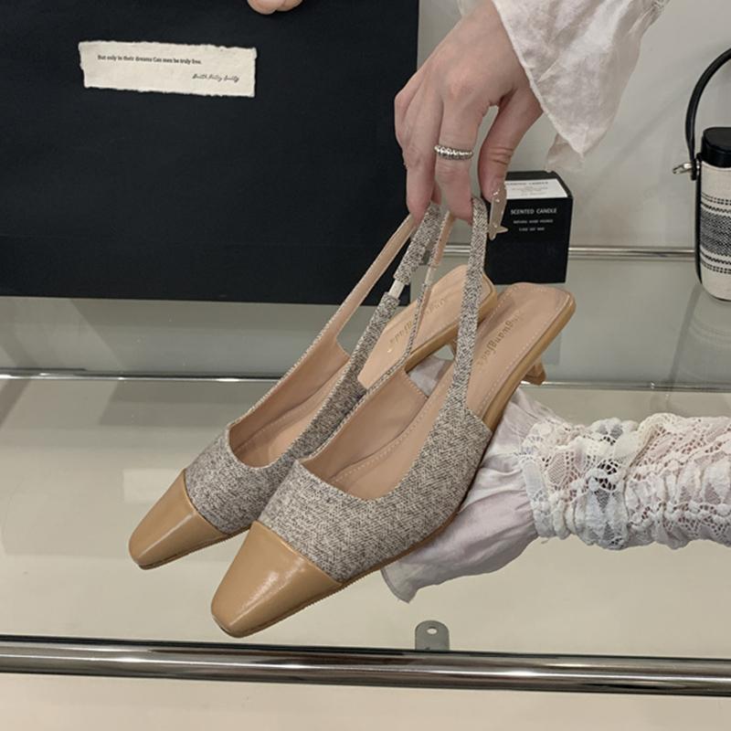 Fashion SUOJIALUN 2025 New Brand Women Sandal Fashion Mix Color Sahllow Slip On Slingback Shoes Thin Low Heel Outdoor Dress Pumps Shoes