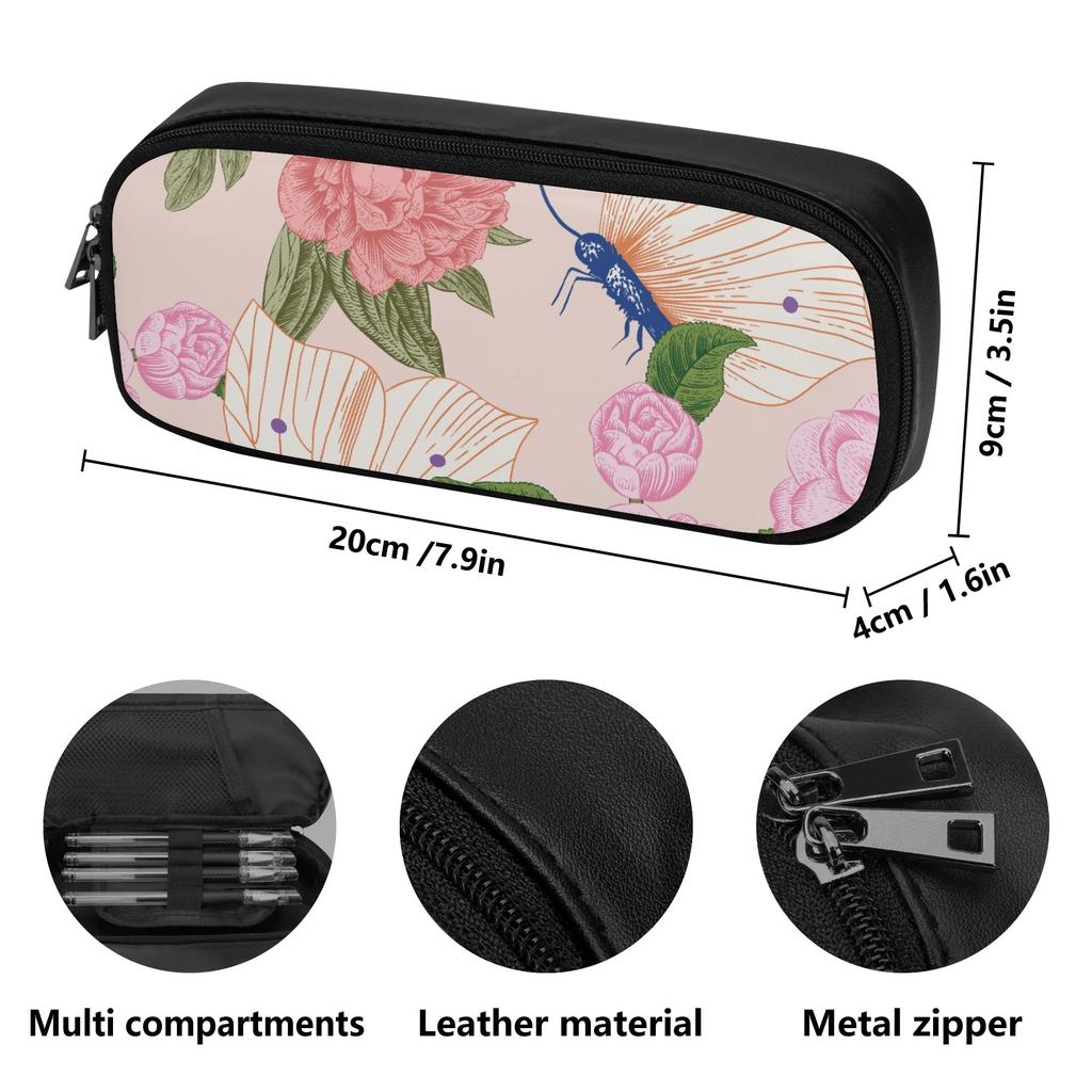 Pencil Case Portable PU Leather with Structured Shell for Work and Study Essentials for Daily Study and Commuting