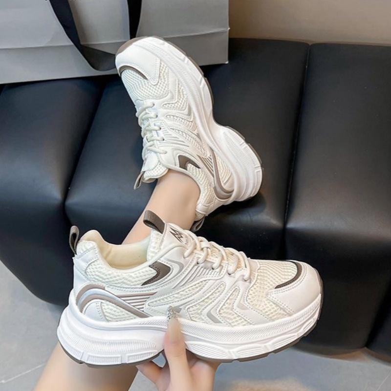 Spring And Autumn New Round Toe Thick Sole Comfortable Running Women'S Shoes Fashion New Elegant Breathable Casual Sports Shoes