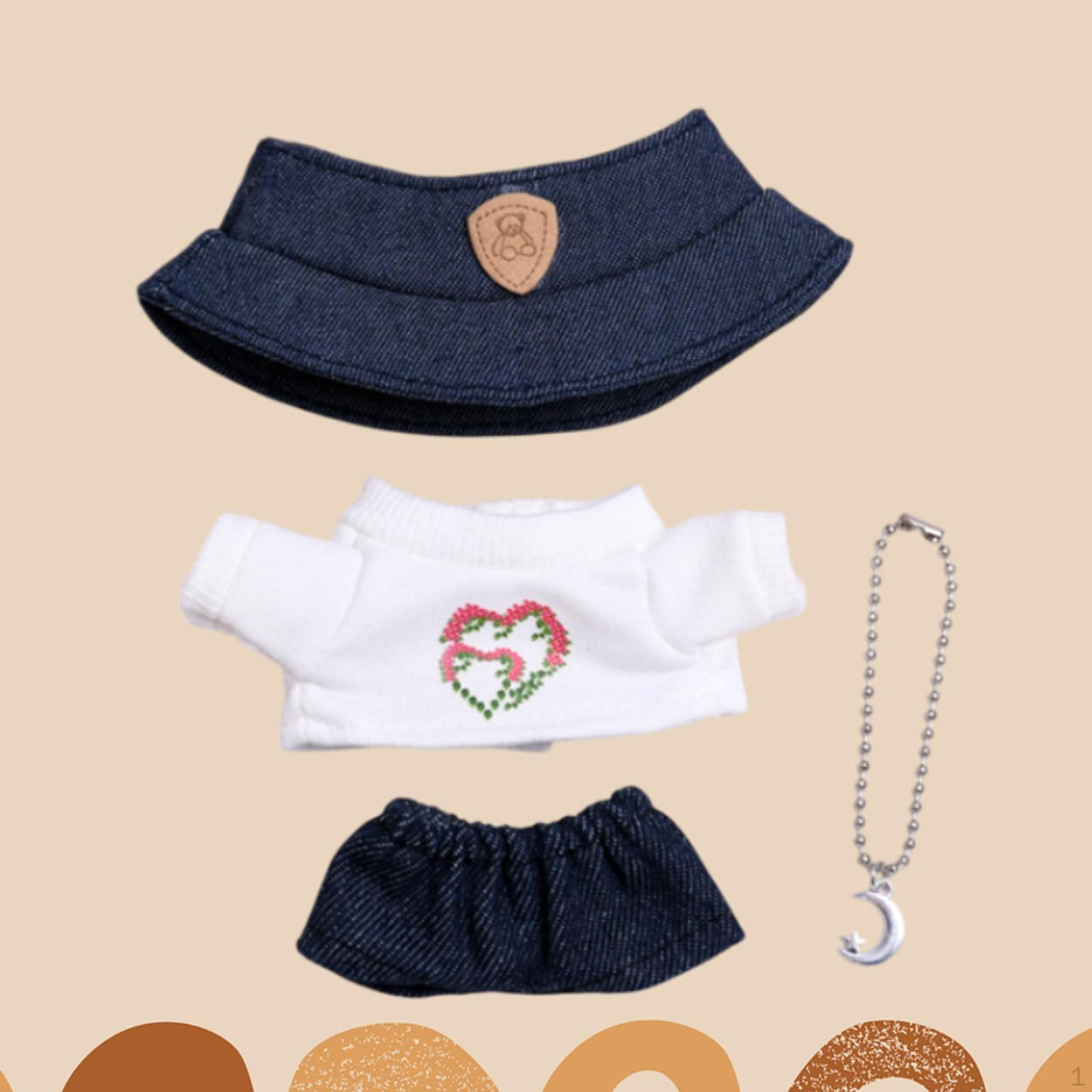 

Комплект кукольной одежды из 4 предметов, включая футболку, джинсы, ожерелье, шляпу для кукол ростом 5-6 дюймов