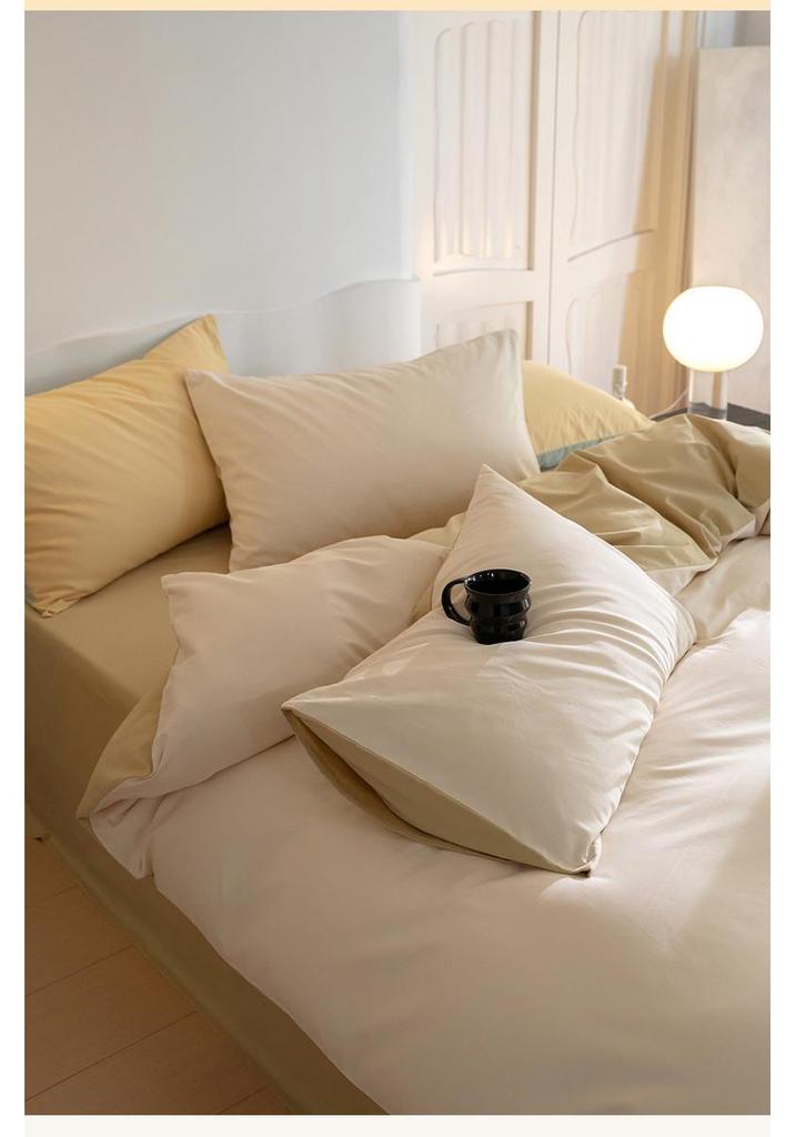 Luxurious 100% Cotton Brushed Four-Piece Bedding Set for Autumn/Winter, All Cotton Duvet Cover, Bed Sheet, Long Staple Cotton