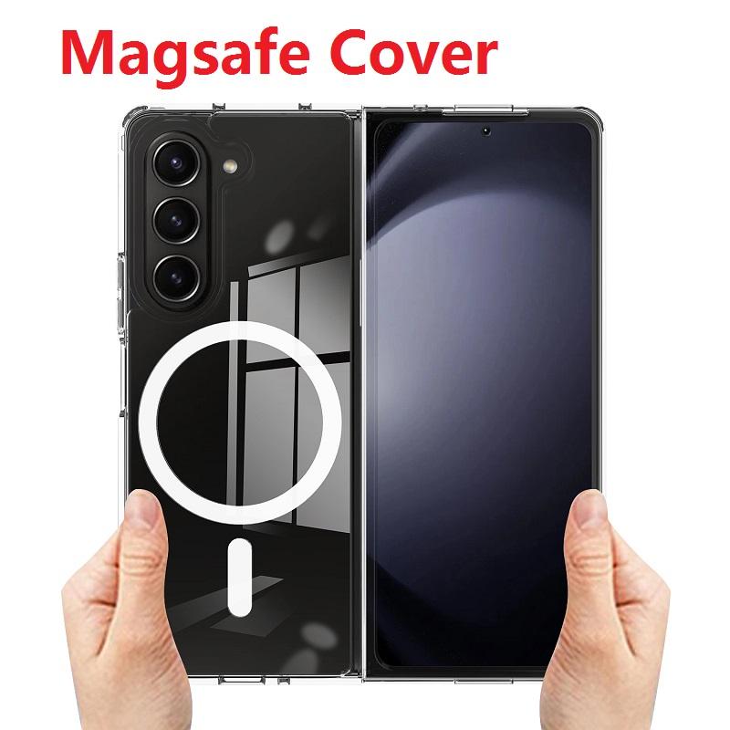 Plastic Clear Magsafe Charging Magnetic Protective Cover Transparent for Samsung Galaxy Z Fold 6 5 4 3 Case