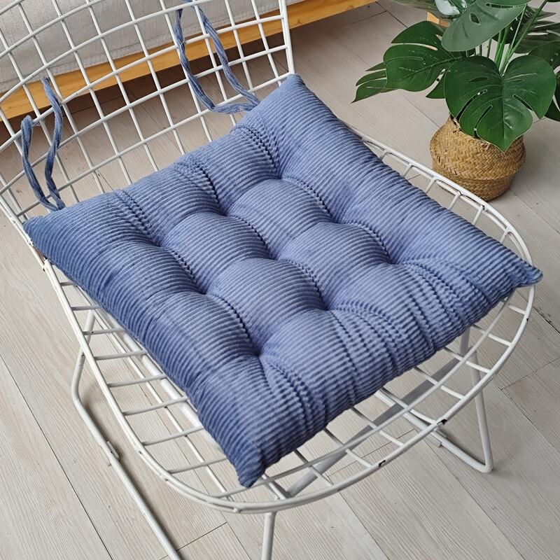 Corduroy Chair Cushion With Strap Solid Color Office Chair Cushion Soft Comfortable Butt Cushion Living Room Sofa Floor Cushion