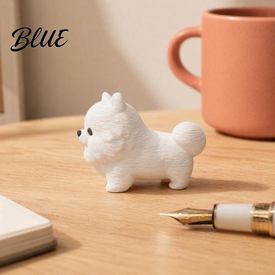 Fluffy Dog Figurine 3D Printing Ornament, White Matte Texture Figurine, Durable Printed Ornament Mini Size Statue, for Home Office Desk Decoration