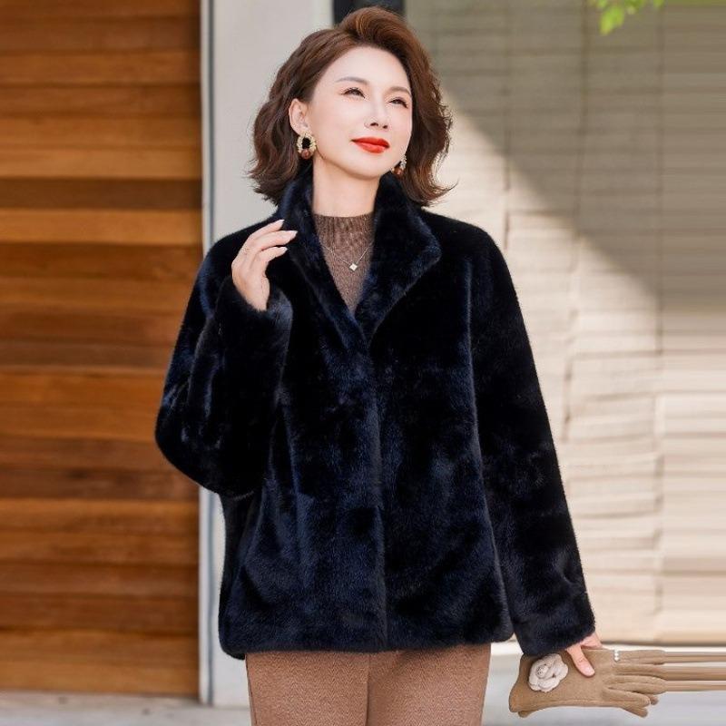 Women's clothing light women's wear short stand-up collar mink fleece fur integrated leather fleece jacket women