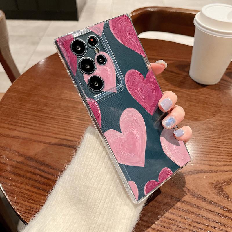 Love Heart Print Case For Samsung Galaxy S26 S25 S24 Ultra S23 S25 FE A57 A17 A37 A16 A56 A55 A15 A35 A36 Soft TPU Phone Cover