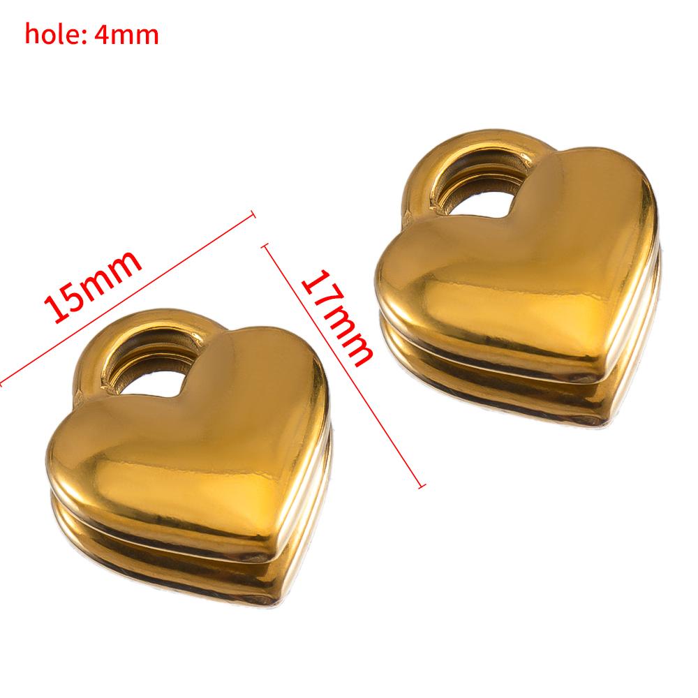 5pcs Glossy Heart Lock Charm Stainless Steel Gold Color Love Couple Pendant Earring Necklace Choker DIY Jewelry Making Wholesale