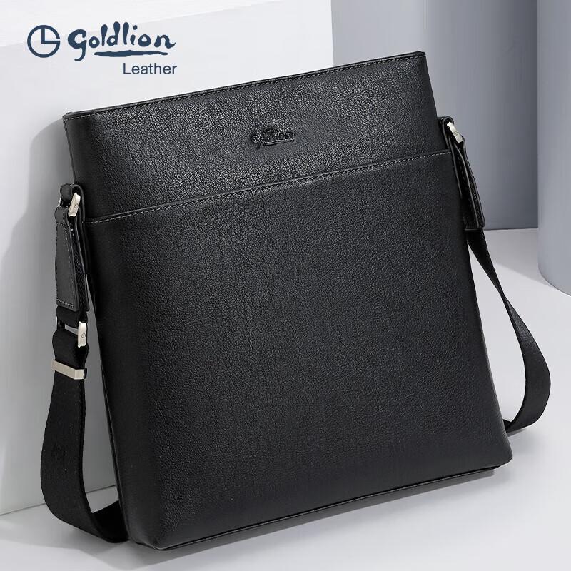 Мужская кожаная деловая сумка через плечо Goldlion