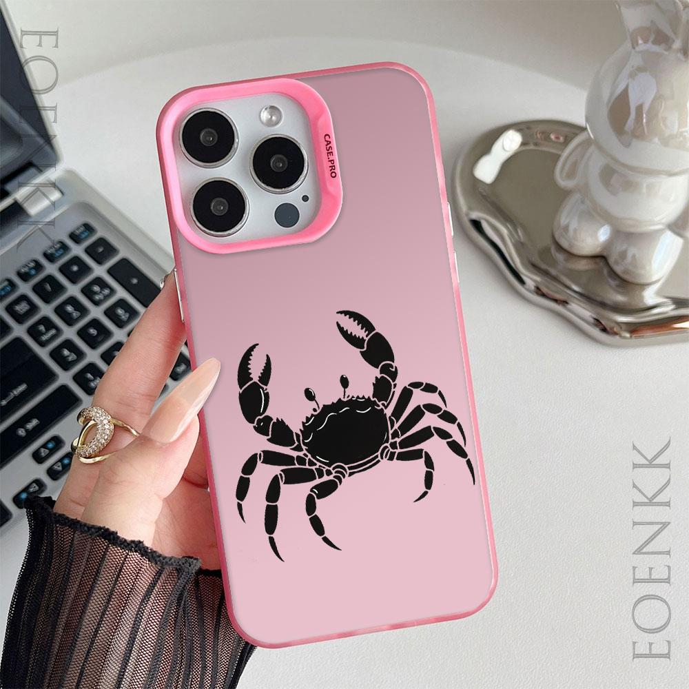 Black Crab Silhouette Art Phone Case for Iphone 16 15 14 13 12 11 Pro Max Mini Shockproof Anti-Scratch Protective Hard Cover