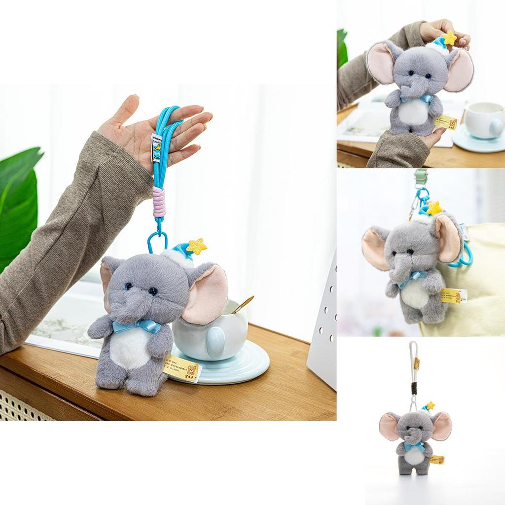 Adorable Cartoon Elephant Plush Toy Keyring With Pp Cotton Filling For Backpacks