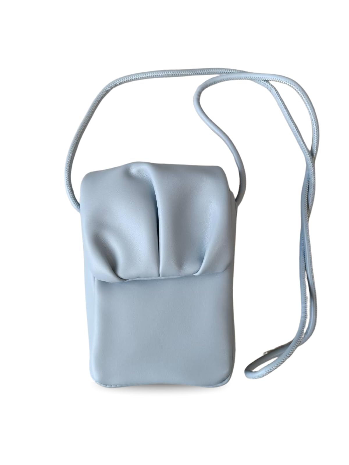 

[mauve] Smartphone Shoulder Bag with Pleated Flap, Women s, Lightweight, Soft Leather, Crossbody, Compact, Stylish (Blue)