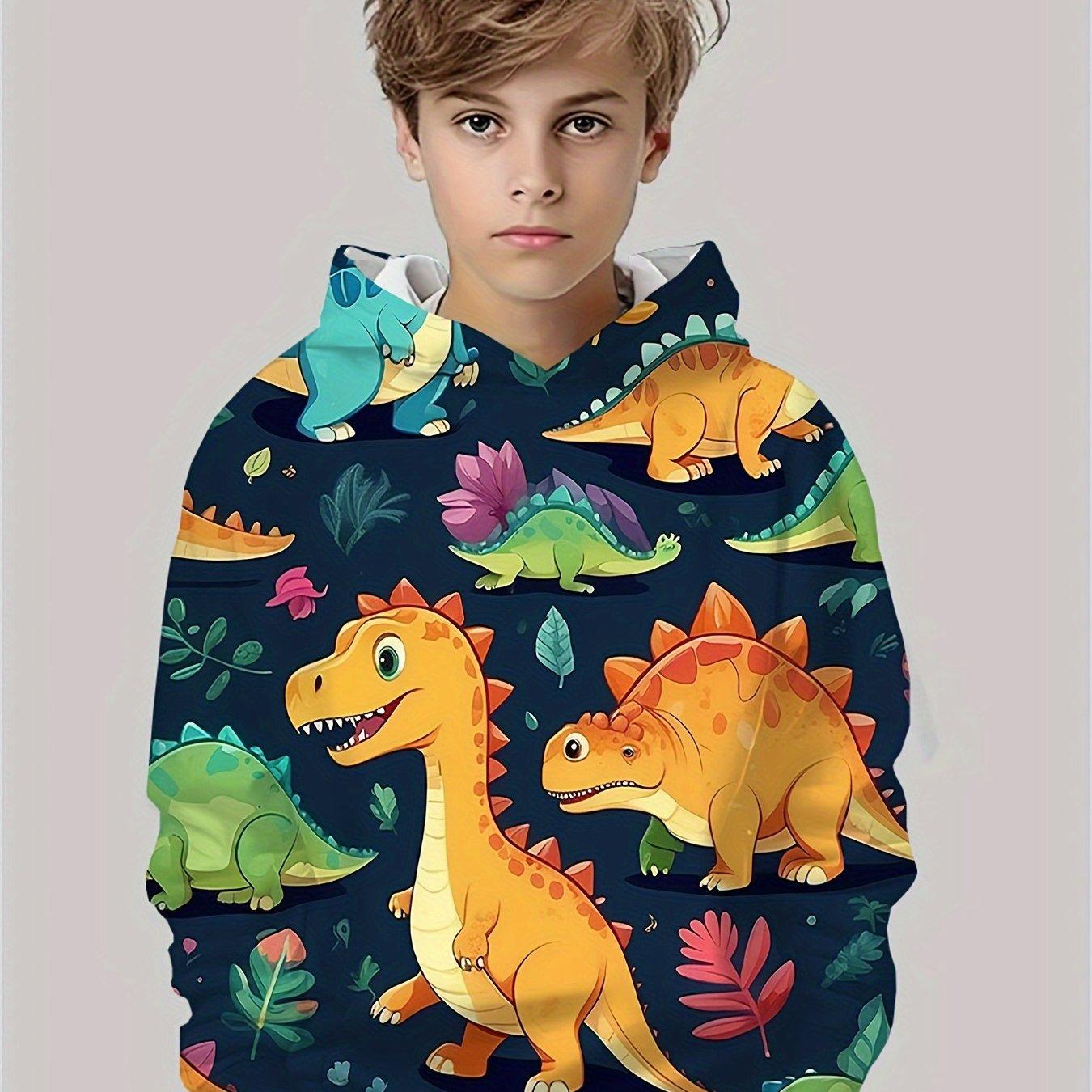 

Детская одежда Толстовки для мальчиков с длинным рукавом с принтом 3D-динозавров Детская одежда на весну и осень Повседневная стильная одежда для мальчиков на открытом воздухе Топы 130