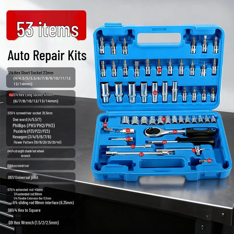 Kompaktowy zestaw kluczy nasadowych samochodowych do naprawy samochodu