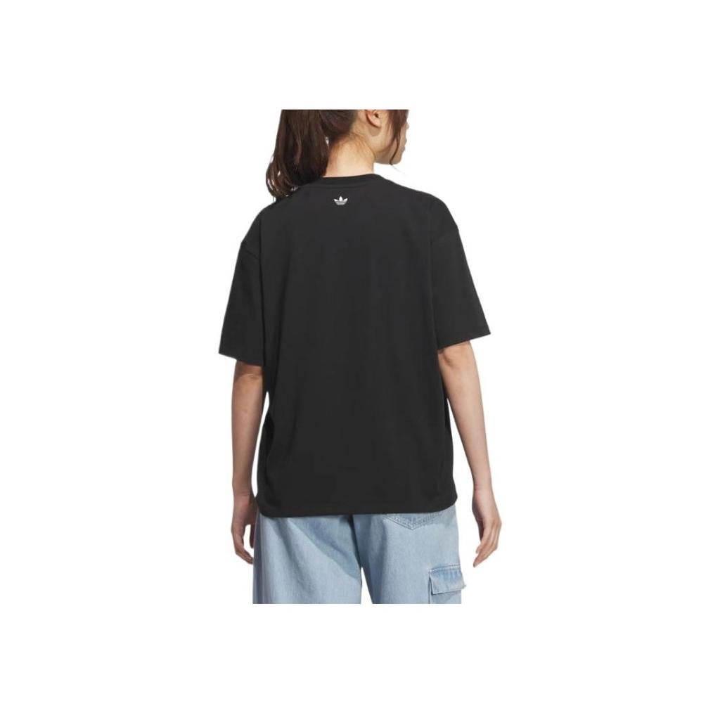 Adidas Originale Bequemes Weiches Lässiges Vielseitiges Kurzarm Atmungsaktives Überschnitt-T-Shirt Damen Tops Schwarz KB8959