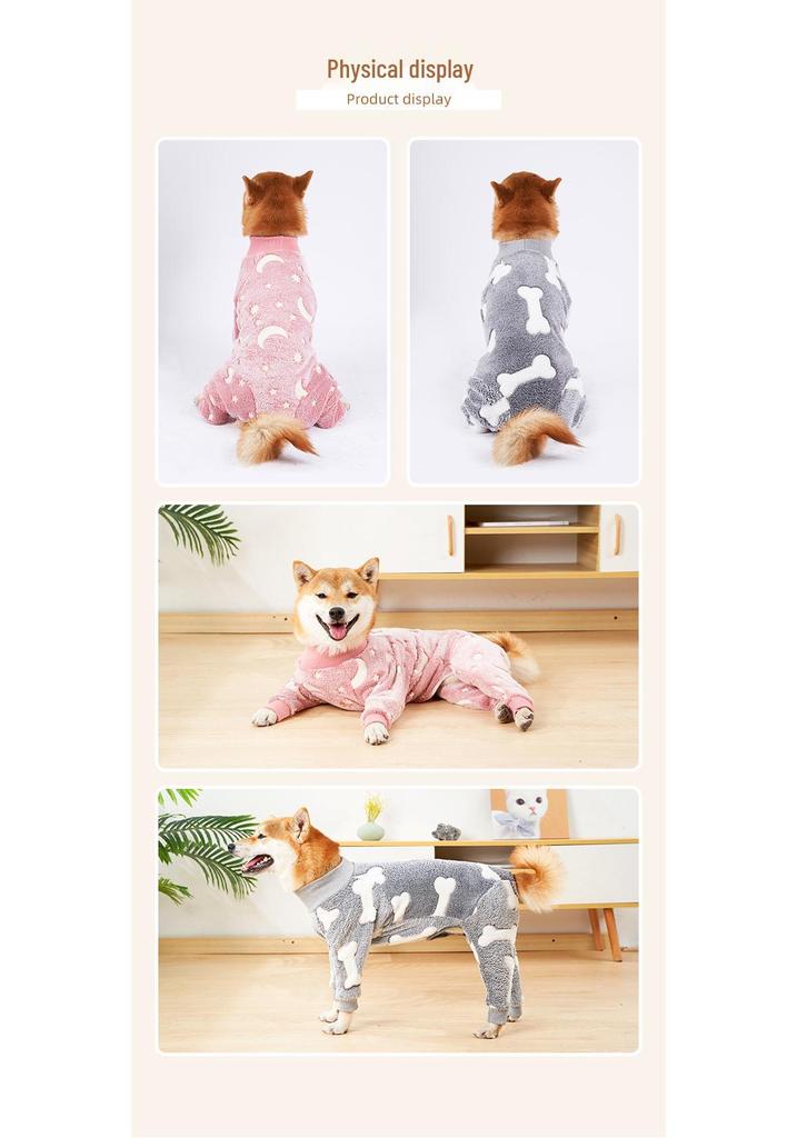 Gemütlicher atmungsaktiver Hundepyjama - Warm, Vierbeiner, Anti-Haarausfall, Baumwollanzug für große Hunde
