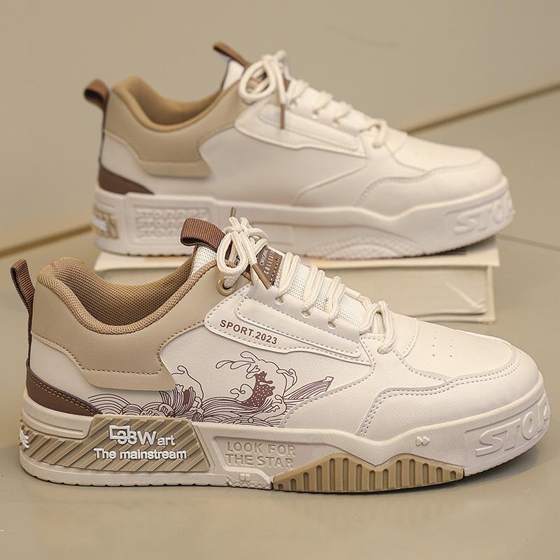 

Осенние Guochao Кожаные Повседневные Кеды на Толстой Подошве Молодежные Спортивные Низкие Белые Кроссовки Мужская Обувь 43