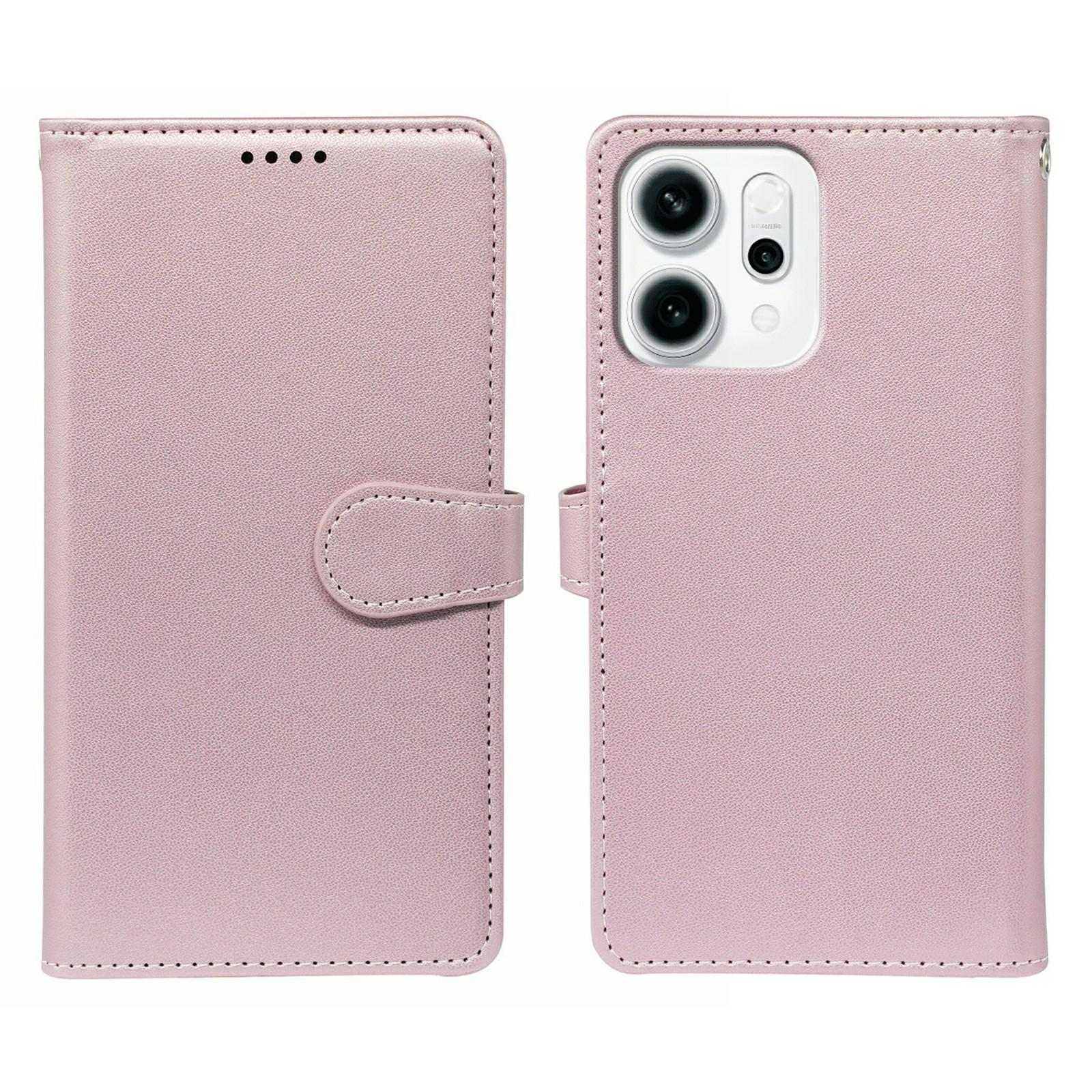 

Чехол для Oppo Reno14 F 5G с 9 отделениями для карт, подставка из ПУ кожи, чехол для телефона Rose Gold