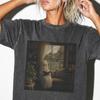 Reading Ghost T-Shirt, Dark Cottagecore Halloween Shirt, Book Lover Artistic Painting Graphic Tee, Bookish Oversized Comfort Colors TShirt