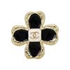 Chanel [23K New Products] Classic Double C Flower Metal Glass Earrings Women's Black