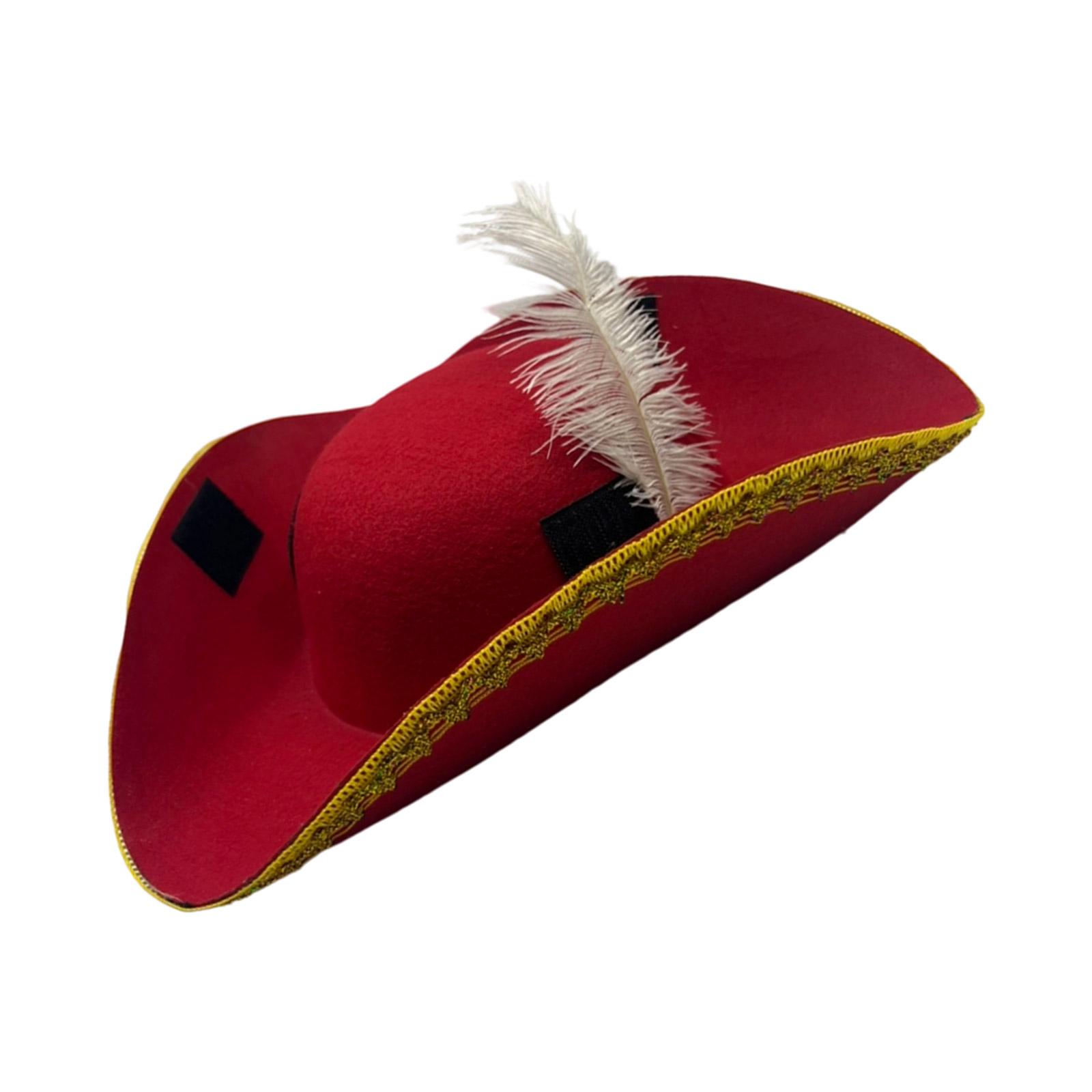 

Хэллоуин Пиратская Треуголка Аксессуар для Костюма с Золотой Кружевной Отделкой Мягкий Фетровый Материал для Взрослых и Детей для Вечеринок красный