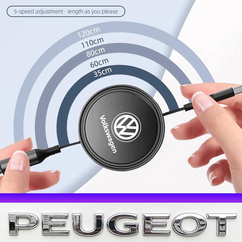 100W Fast Charging 3-in-1 Data Cable Car USB Charger Accessories Valve Cap For VW Golf Amarok T5 Phaeton Teramont ID3 Tiguan T-